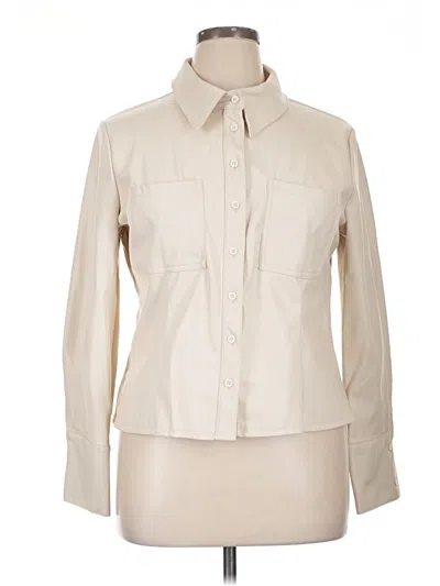 Pre-owned Asos Design Long Sleeve Button Down Shirt In Ivory