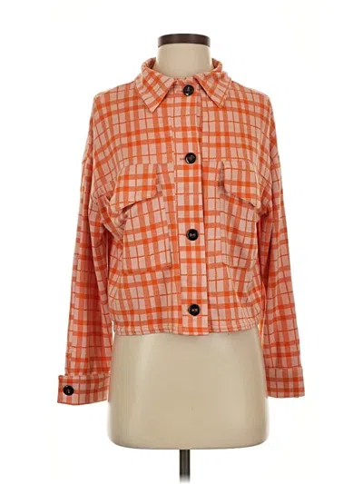 Pre-owned Asos Design Long Sleeve Button Down Shirt In Orange