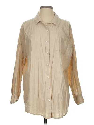 Pre-owned Asos Design Long Sleeve Button Down Shirt In Tan