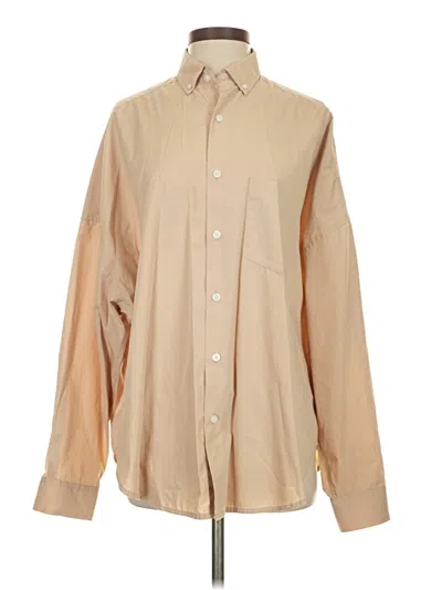 Pre-owned Asos Design Long Sleeve Button Down Shirt In Tan