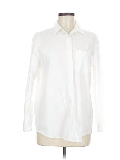 Pre-owned Asos Design Long Sleeve Button Down Shirt In White
