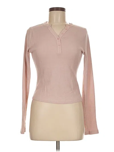 Pre-owned Asos Design Long Sleeve Henley Shirt In Pink