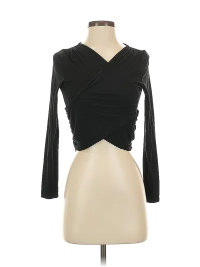 Pre-owned Asos Design Long Sleeve Top Black Plunge Neckline Tops