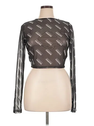 Pre-owned Asos Design Long Sleeve Top Black Square Neckline Tops