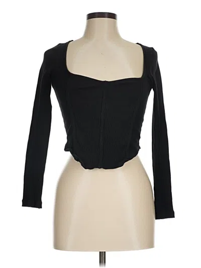 Pre-owned Asos Design Long Sleeve Top Black Sweetheart Neckline Tops