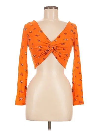 Pre-owned Asos Design Long Sleeve Top Orange Sweetheart Neckline Tops