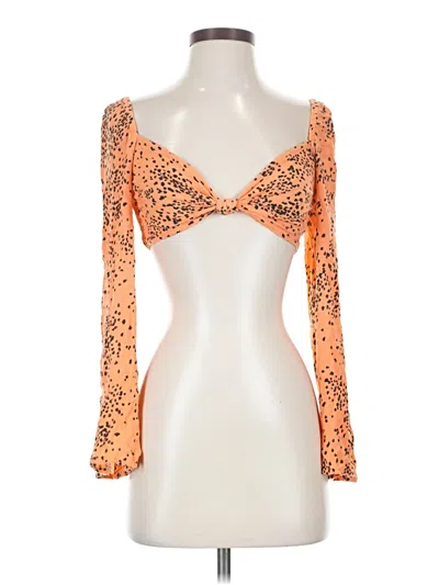Pre-owned Asos Design Long Sleeve Top Orange Sweetheart Neckline Tops