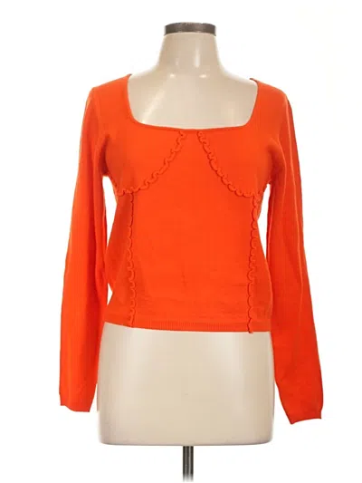 Pre-owned Asos Design Long Sleeve Top Orange Sweetheart Neckline Tops