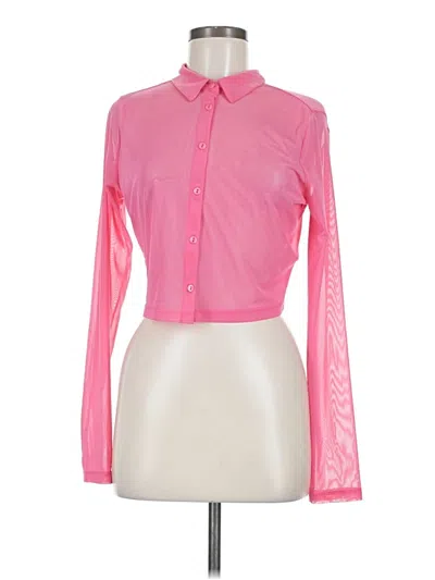 Pre-owned Asos Design Long Sleeve Top Pink Collared Neckline Tops