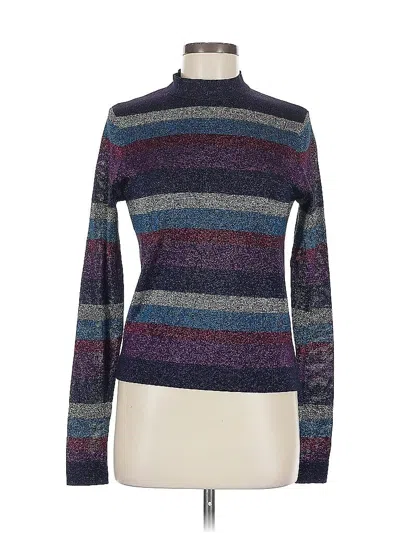 Pre-owned Asos Design Long Sleeve Top Purple Turtleneck Tops