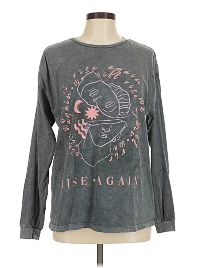 Pre-owned Asos Design Long Sleeve T-shirt In Gray