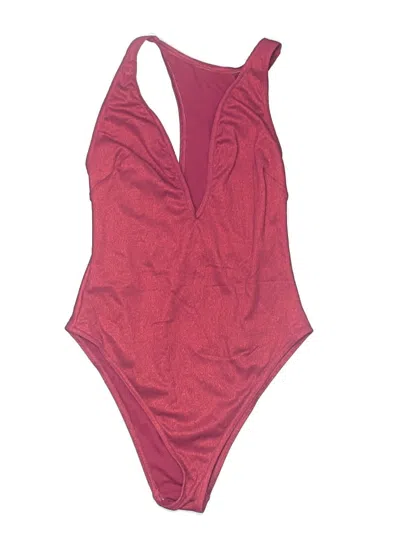 Pre-owned Asos Design One Piece Swimsuit In Burgundy