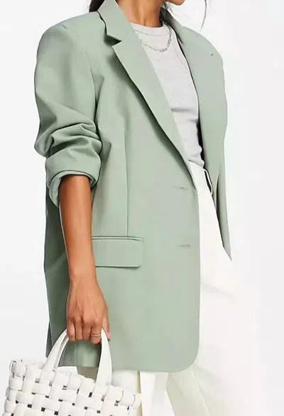 Asos Design Oversized Boxy Grandad Blazer In Sage In Green