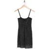 Asos Design Peekaboo Mesh Mini Dress In Mono Spot-black In Black
