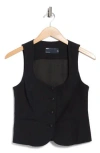 Asos Design Scoop Neck Waistcoat In Black