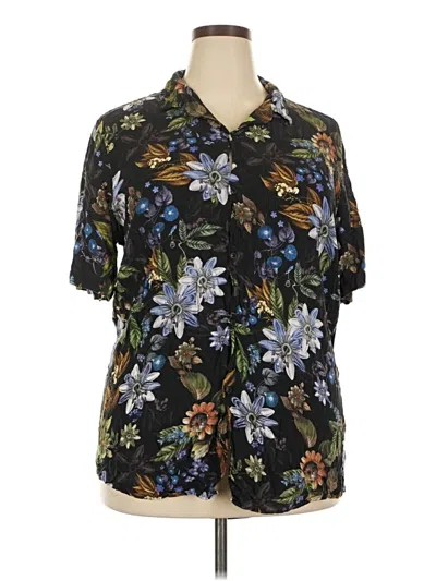 Pre-owned Asos Design Short Sleeve Blouse In Black