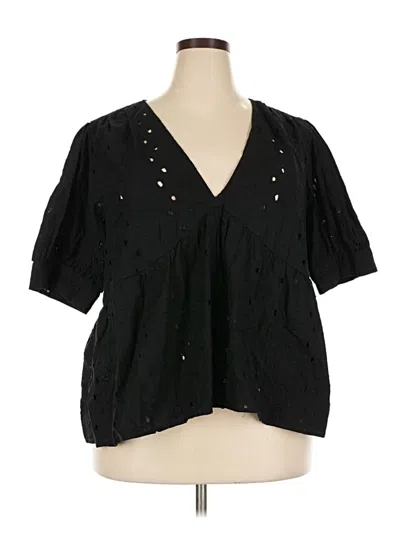 Pre-owned Asos Design Short Sleeve Blouse In Black