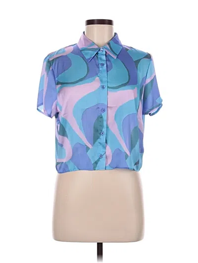 Pre-owned Asos Design Short Sleeve Blouse In Blue