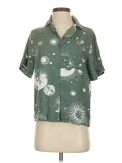 Pre-owned Asos Design Short Sleeve Blouse In Green