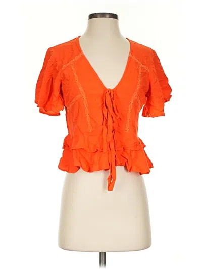 Pre-owned Asos Design Short Sleeve Blouse In Orange