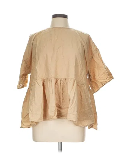 Pre-owned Asos Design Short Sleeve Blouse In Tan