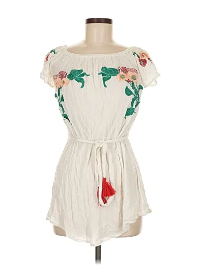 Pre-owned Asos Design Short Sleeve Blouse In White