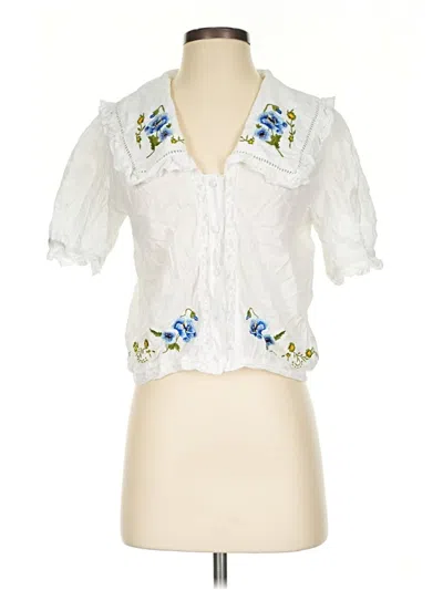 Pre-owned Asos Design Short Sleeve Blouse In White