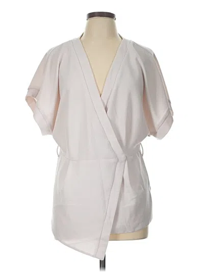 Pre-owned Asos Design Short Sleeve Blouse In White