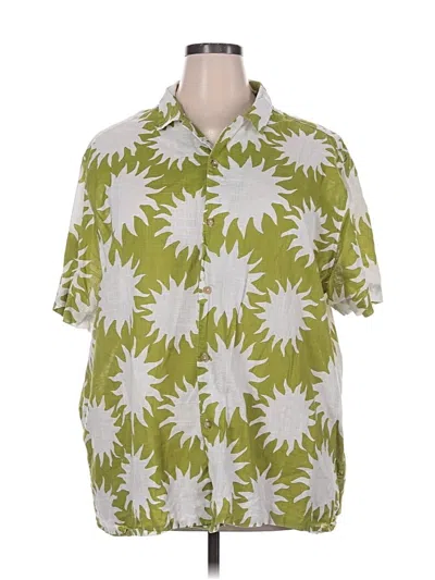 Pre-owned Asos Design Short Sleeve Button Down Shirt In Green