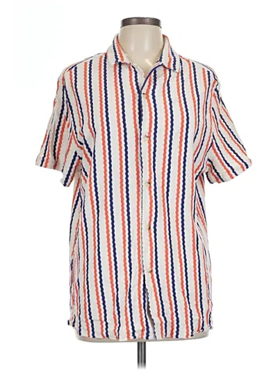 Pre-owned Asos Design Short Sleeve Button Down Shirt In Orange