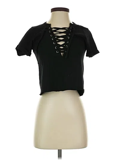 Pre-owned Asos Design Short Sleeve Top Black Keyhole Neckline Tops