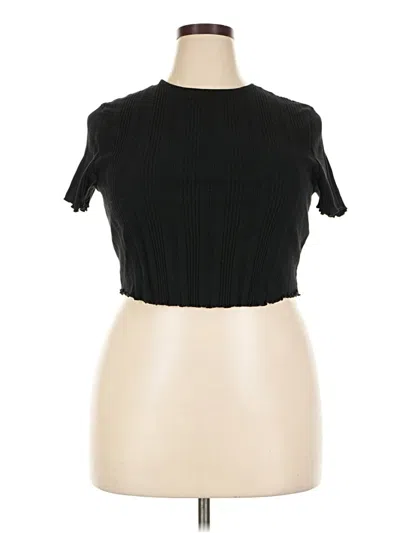Pre-owned Asos Design Short Sleeve Top Black Mock Neckline Tops