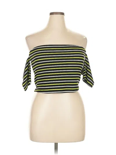 Pre-owned Asos Design Short Sleeve Top Green Strapless Neckline Tops