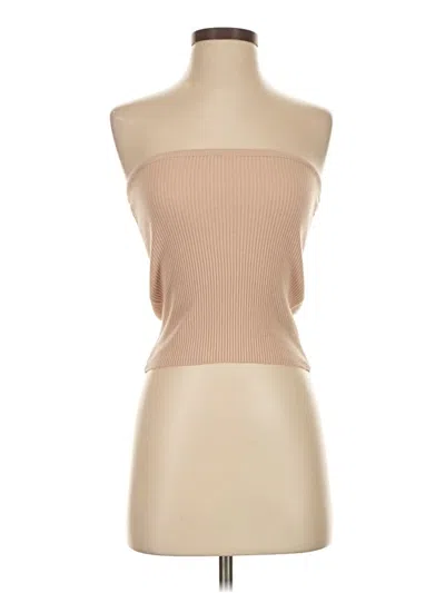 Pre-owned Asos Design Sleeveless Top Tan Strapless Neckline Tops In Brown