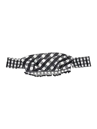 Pre-owned Asos Design Swimsuit Top Black Checkered/gingham Pattern Strapless Neckline Swimwear