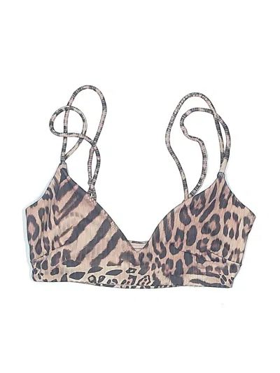 Pre-owned Asos Design Swimsuit Top Brown Animal Print Pattern Swimwear