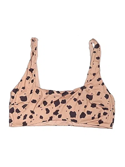 Pre-owned Asos Design Swimsuit Top Brown Animal Print Pattern Swimwear