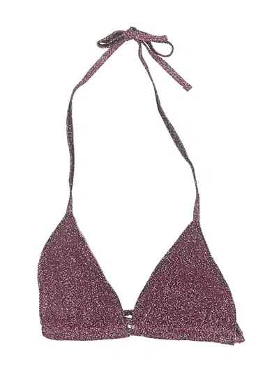 Pre-owned Asos Design Swimsuit Top Burgundy Plunge Neckline Swimwear