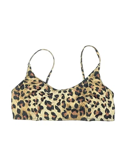 Pre-owned Asos Design Swimsuit Top Gold Animal Print Pattern Swimwear