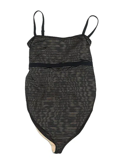 Pre-owned Asos Design Swimsuit Top Gold Stripes Pattern Swimwear