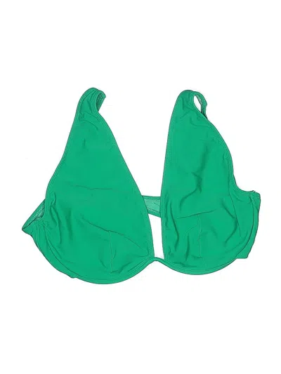 Pre-owned Asos Design Swimsuit Top Green Solid Pattern Swimwear