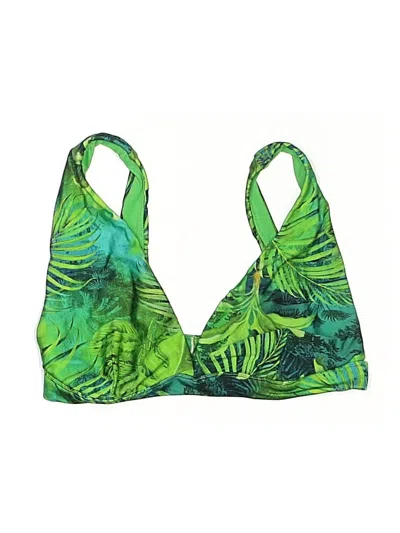 Pre-owned Asos Design Swimsuit Top Green Tropical Pattern Swimwear