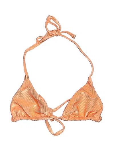 Pre-owned Asos Design Swimsuit Top Orange Metallic Pattern Swimwear