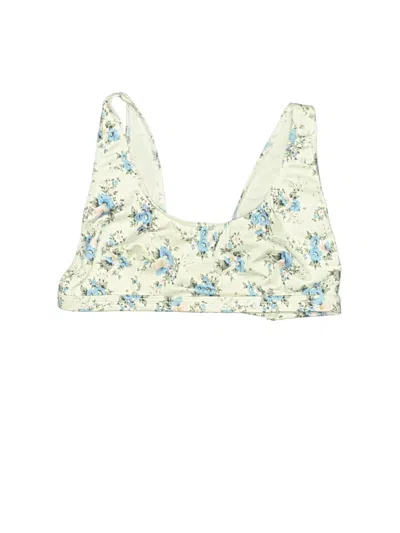 Pre-owned Asos Design Swimsuit Top White Floral Pattern Swimwear