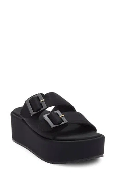 Asos Design Taxon Buckle Platform Wedge Sandal In Black