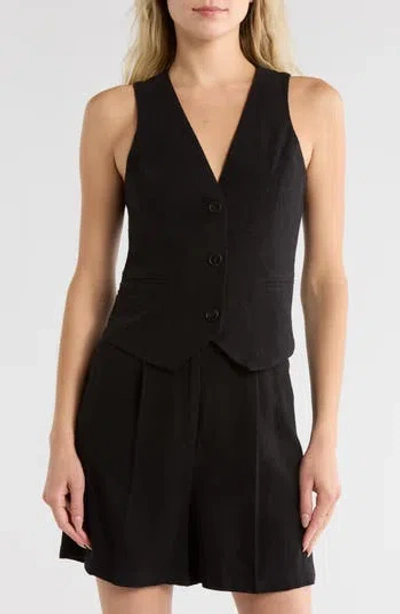 Asos Design V-neck Waistcoat In Black