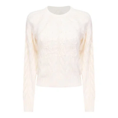 Aspect Cable Knit Sweater With Front Artwork In Neutral