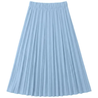 Aspect Crinkle Pleated Elastic Waist Merrow Edge Skirt In Blue