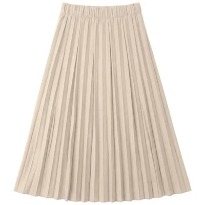 Aspect Crinkle Pleated Elastic Waist Merrow Edge Skirt In Brown