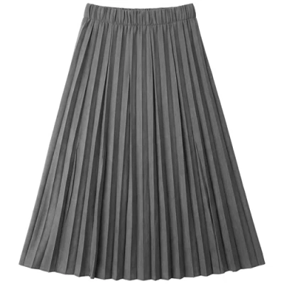 Aspect Crinkle Pleated Elastic Waist Merrow Edge Skirt In Gray